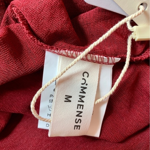 NWT COMMENSE red Cowl Neck knit top Red Stretch Ruched Minimal Sheer Sexy Med - Picture 6 of 10